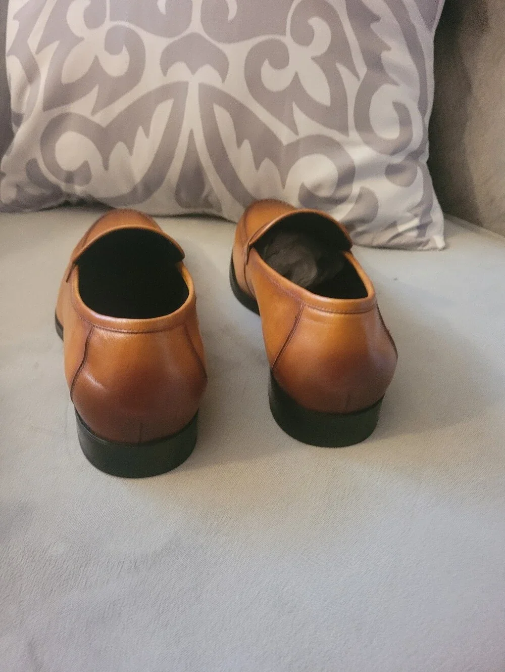 Frasoicus Men's Tan Leather Penny Loafers - Classic Slip-On Dress Shoes 11.5